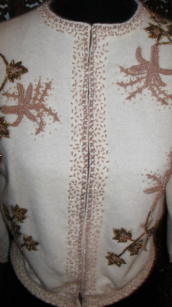 Vintage ’50’s Beaded Sweater by Dragon House of H… - image 4