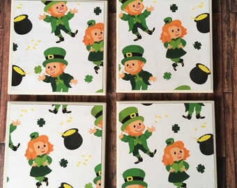 IRISH THEME Ceramic Tile Coasters Set of 4