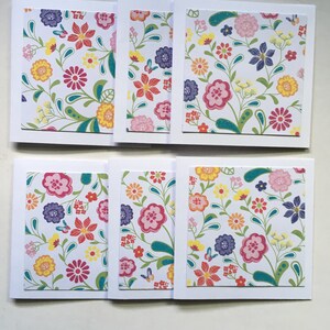 FLORAL Pattern Mini Note Cards 3 x 3 Set of 12 image 2