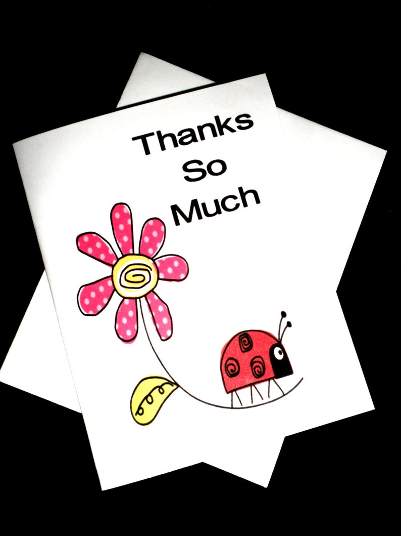 LADY BUG Thank You Notes Set of 12 with White Envelopes image 2