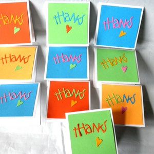 Mini Thank You Cards in Neon Bright Colors 3 Set of 10 image 1