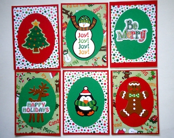 Christmas Mini Note Cards Gift Tags Set of 6