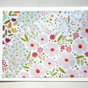 WATERCOLOR FLOWERS Print Note Card Set of Six image 2