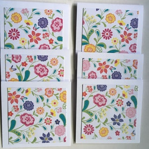 FLORAL Pattern Mini Note Cards 3 x 3 Set of 12 image 3