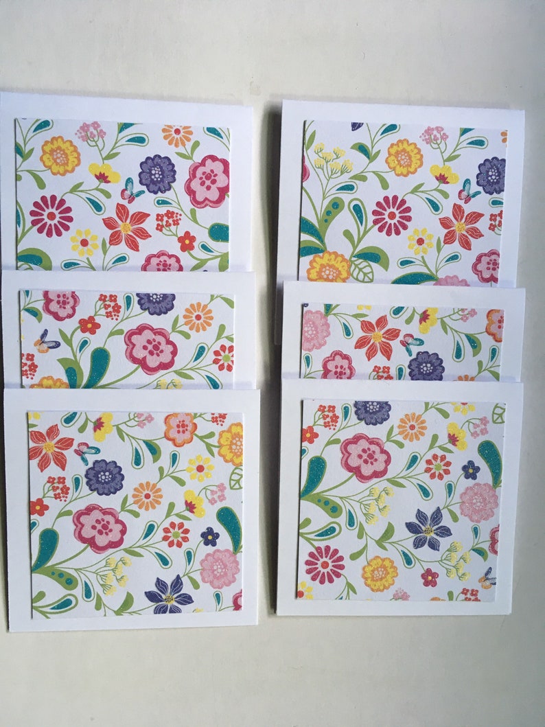 FLORAL Pattern Mini Note Cards 3 x 3 Set of 12 image 3