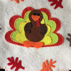 THANKSGIVING TURKEY Felt Table Topper Candle Mat Holiday Penny Rug image 4