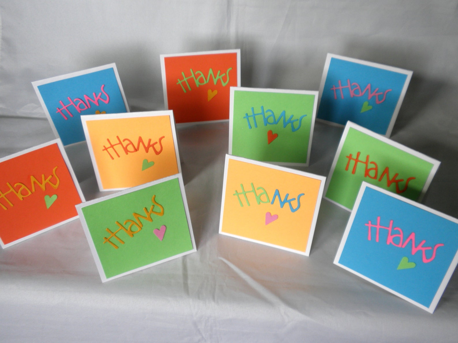 Mini Thank You Cards in Neon Bright Colors 3" Set of 10 - Etsy