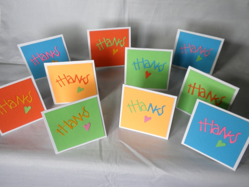 Mini Thank You Cards in Neon Bright Colors 3 Set of 10 image 3