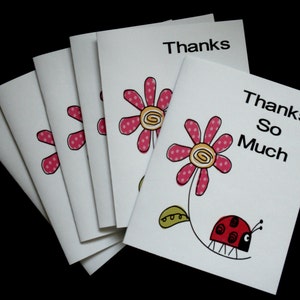 LADY BUG Thank You Notes Set of 12 with White Envelopes image 1