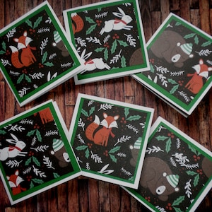 WOODLAND ANIMALS Mini Note Cards Gift Cards Set of 12 image 1