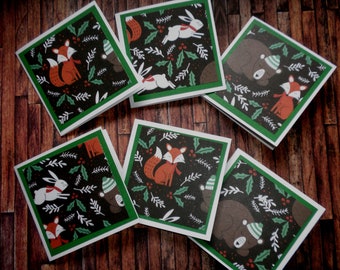 WOODLAND ANIMALS Mini Note Cards Gift Cards Set of 12