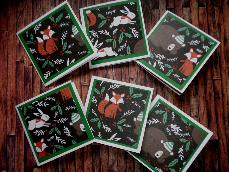 WOODLAND ANIMALS Mini Note Cards Gift Cards Set of 12 image 1