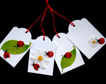 LADY BUG 3D Sticker Gift Tags Set of 12