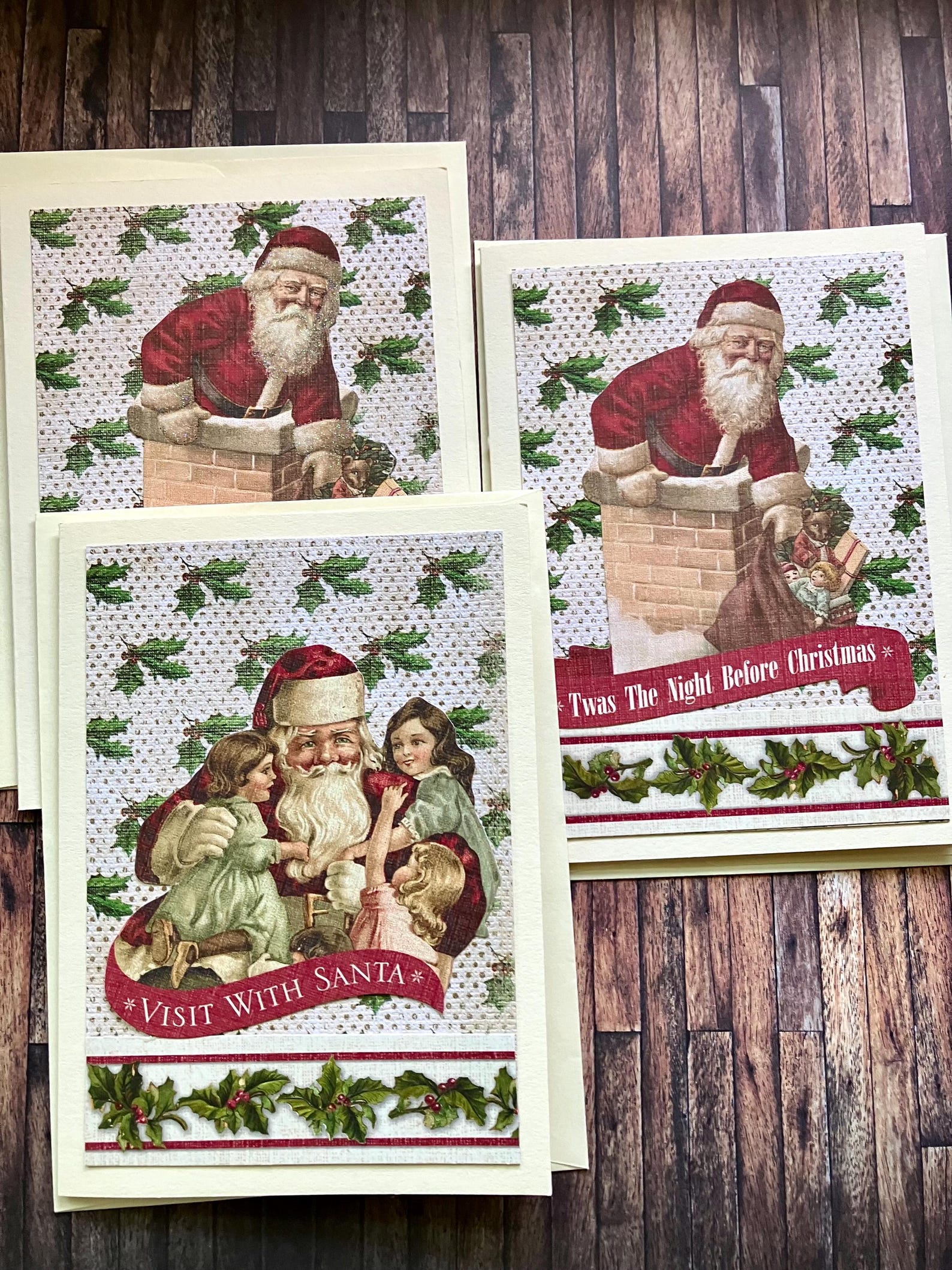 Victorian Santa Christmas Note Cards Set of 3 - Etsy