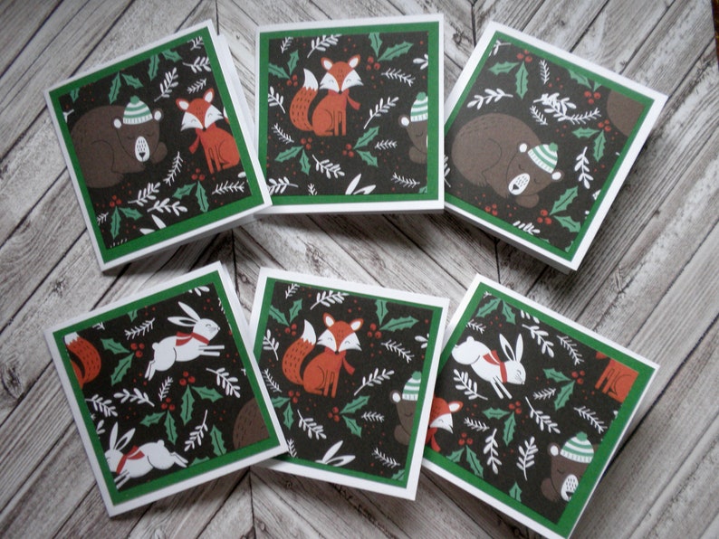 WOODLAND ANIMALS Mini Note Cards Gift Cards Set of 12 image 5