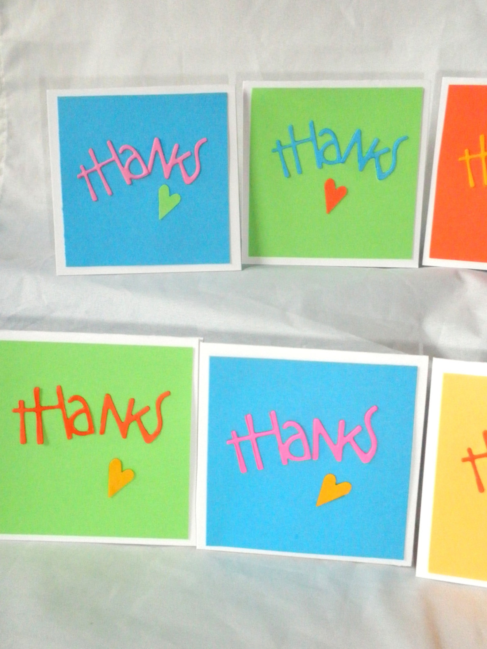 Mini Thank You Cards in Neon Bright Colors 3" Set of 10 - Etsy