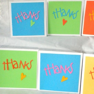 Mini Thank You Cards in Neon Bright Colors 3" Set of 10 - Etsy