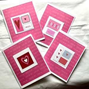 Valentine Hearts Note Cards Set of 4 image 1