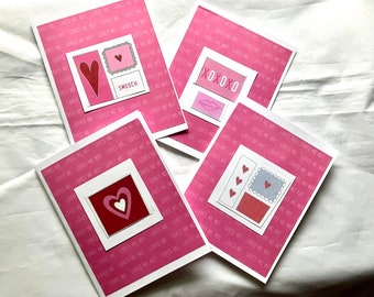 Valentine Hearts Note Cards Set of 4