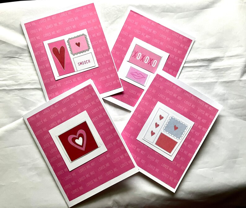 Valentine Hearts Note Cards Set of 4 image 1