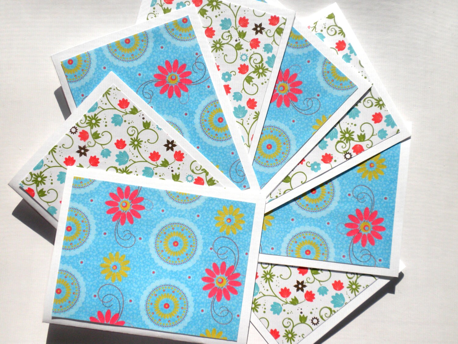 Floral Print Note Cards Set of Eight Blank Note Cards Thank Etsy