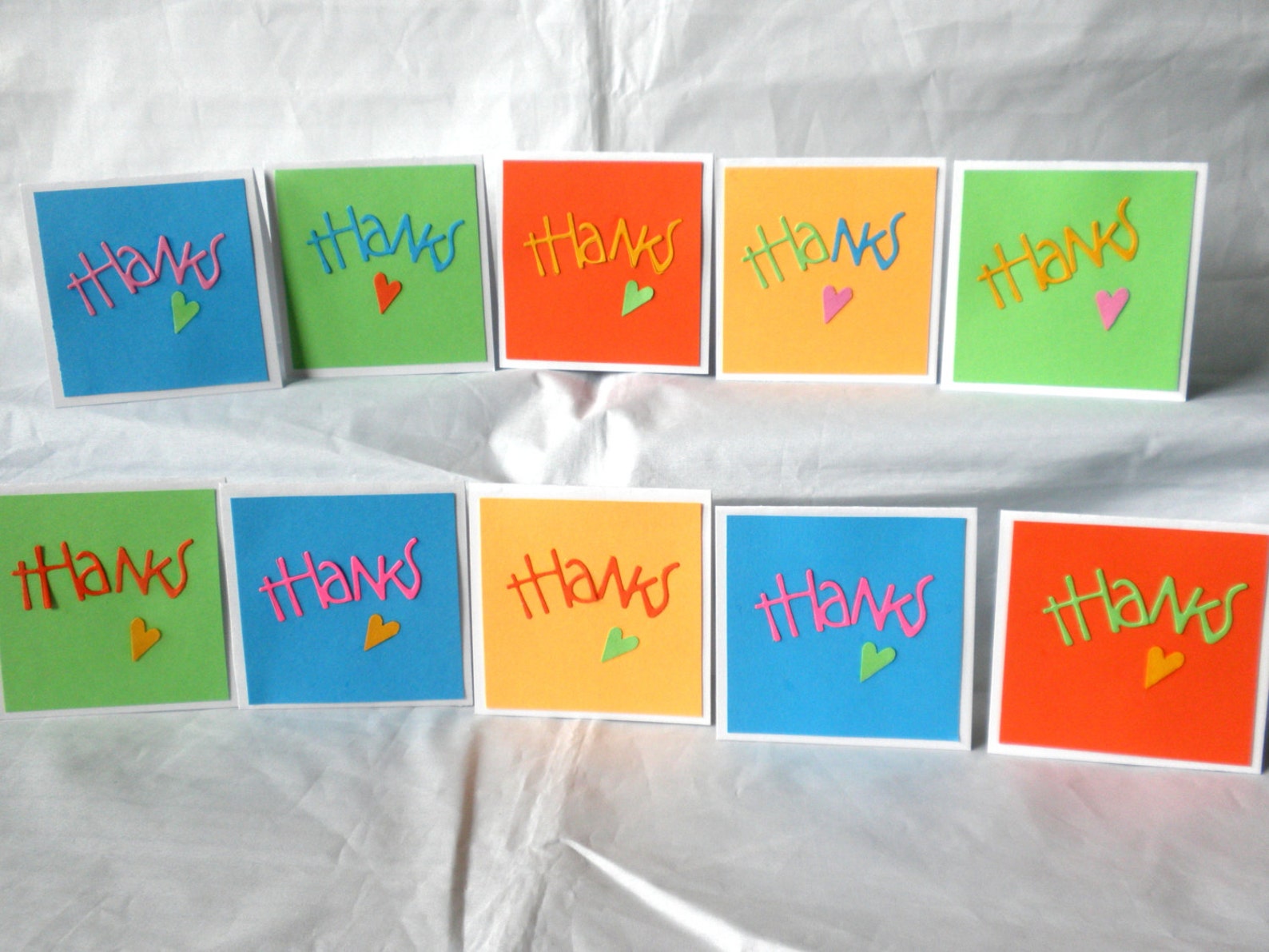 Mini Thank You Cards in Neon Bright Colors 3" Set of 10 - Etsy