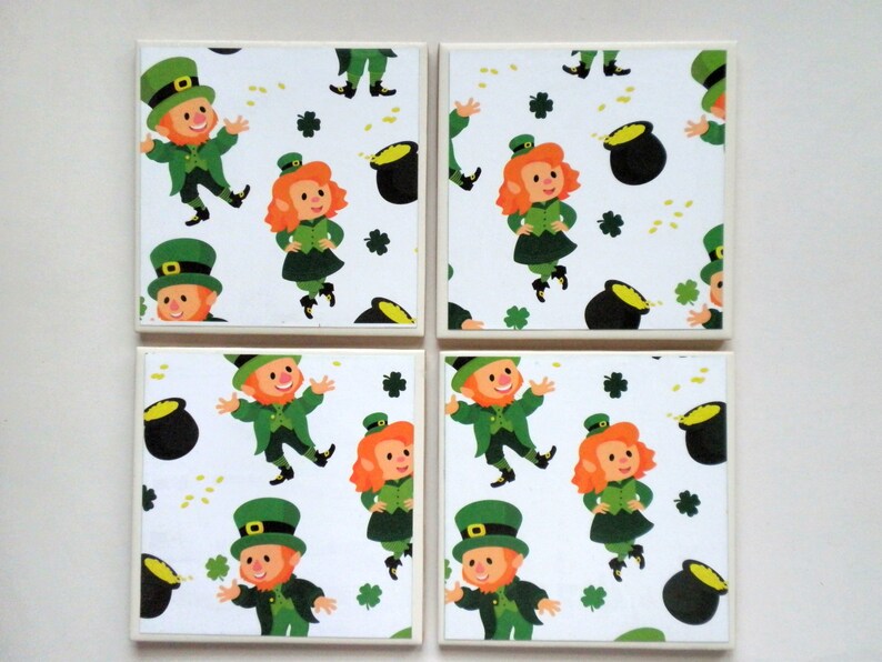 IRISH THEME Ceramic Tile Coasters Set of 4 image 2