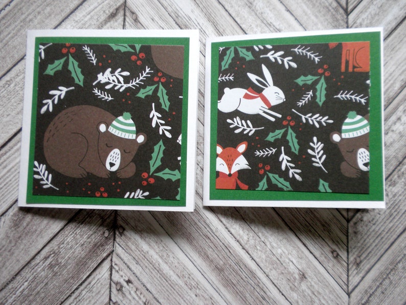 WOODLAND ANIMALS Mini Note Cards Gift Cards Set of 12 image 3