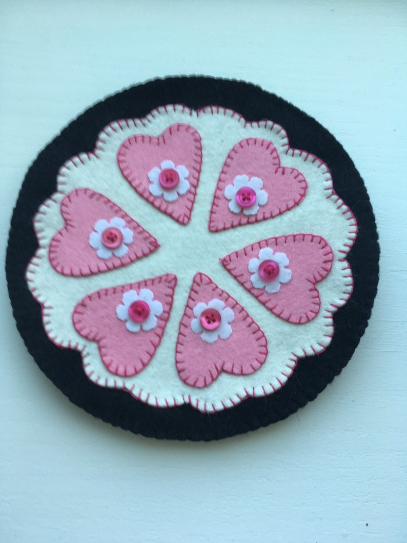 PINK HEART Candle Mat Penny Rug Bild 2