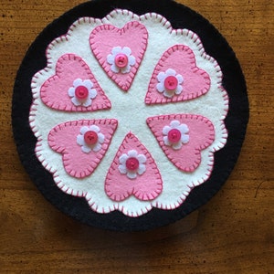 PINK HEART Candle Mat Penny Rug image 1