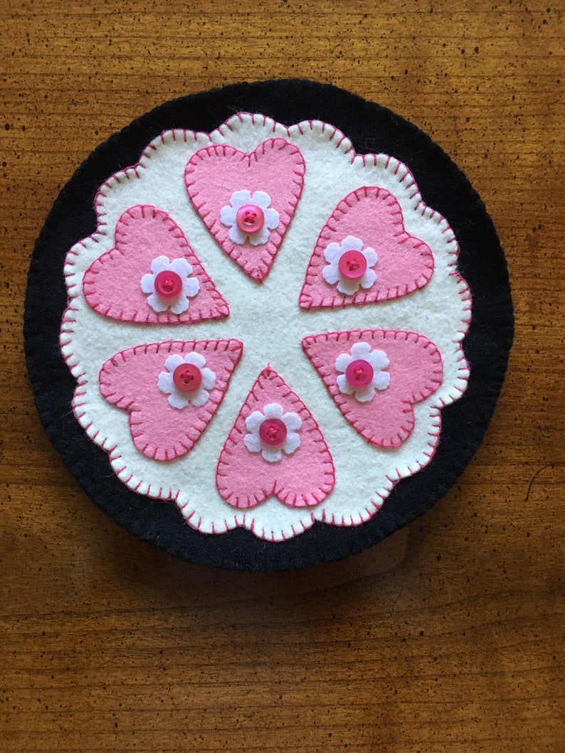 PINK HEART Candle Mat Penny Rug image 1