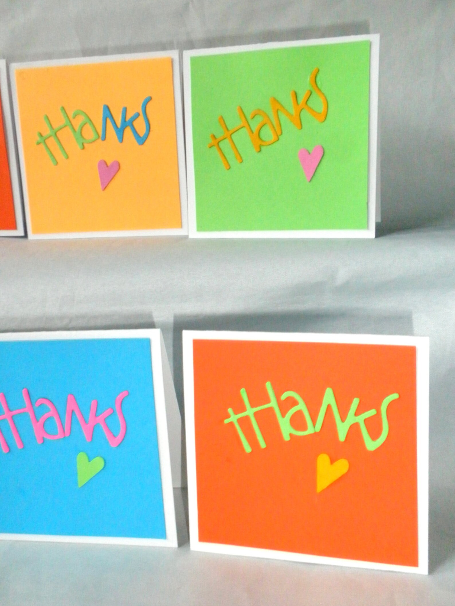 Mini Thank You Cards in Neon Bright Colors 3" Set of 10 - Etsy