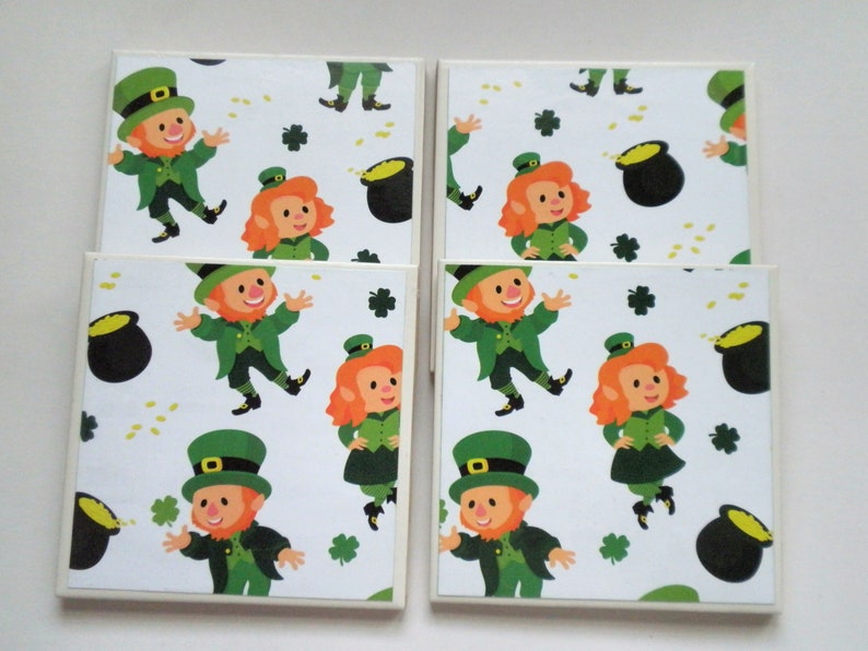 IRISH THEME Ceramic Tile Coasters Set of 4 image 3