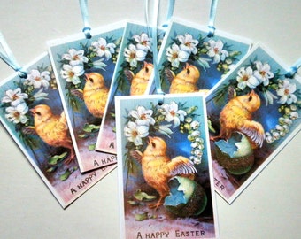 Vintage Easter Print Gift Tags Set of Six