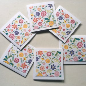 FLORAL Pattern Mini Note Cards 3&quot; x 3&quot; Set of 12