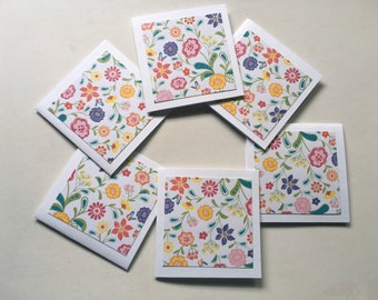 FLORAL Pattern Mini Note Cards 3" x 3" Set of 12