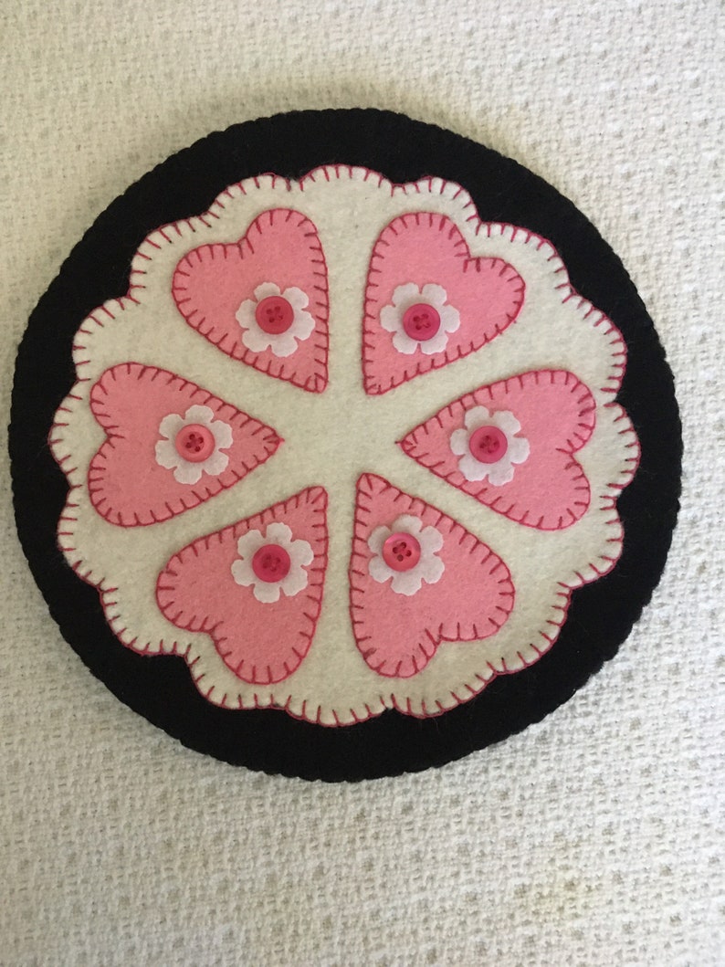 PINK HEART Candle Mat Penny Rug image 3