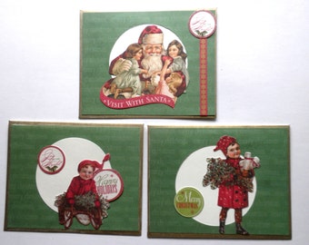 VICTORIAN Theme Christmas  Cards Set of 3