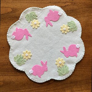 Easter Bunny and Flowers Penny Rug image 1