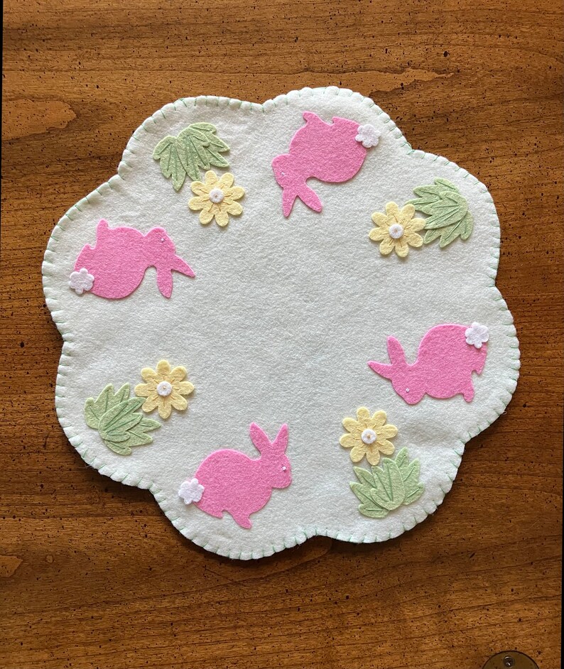 Easter Bunny and Flowers Penny Rug image 1