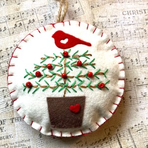 Rustic Red Bird Atop a Tree Christmas Ornament image 6