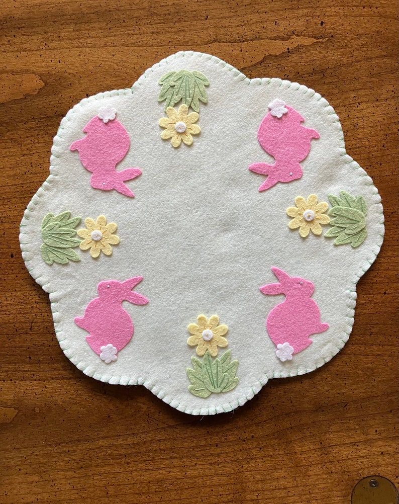 Easter Bunny and Flowers Penny Rug image 6