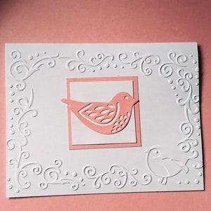 EMBOSSED EDGE Note Cards with Die Cut Pink Bird Set of 6 image 4