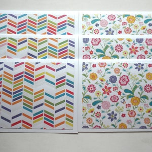 Flower Print and Chevron Print Note Cards Set of Six with White Envelopes image 2