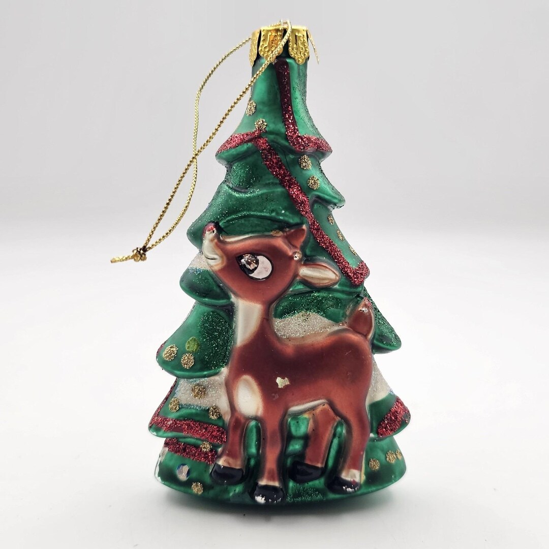 Rudolph the Red Nosed Reindeer Christmas Tree Glass Ornament 1990s 4.75 ...