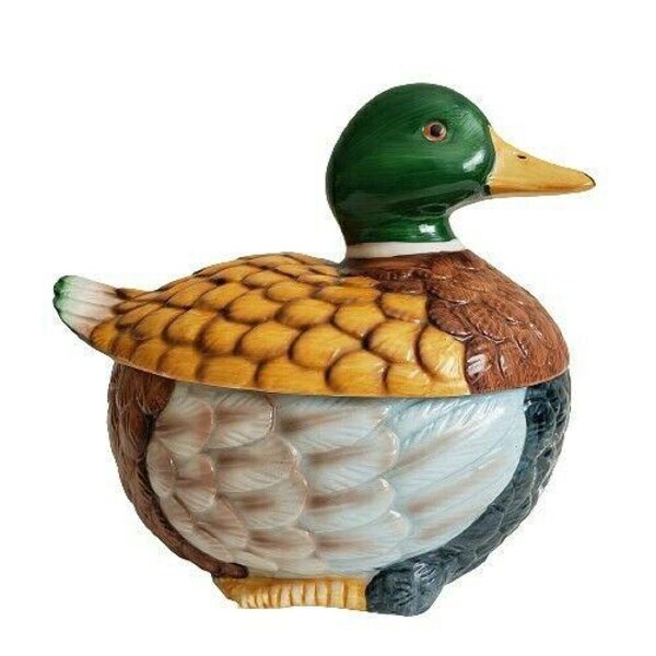 Vintage Mallard Duck Cookie Jar Candy Dish Decor 7.5 in