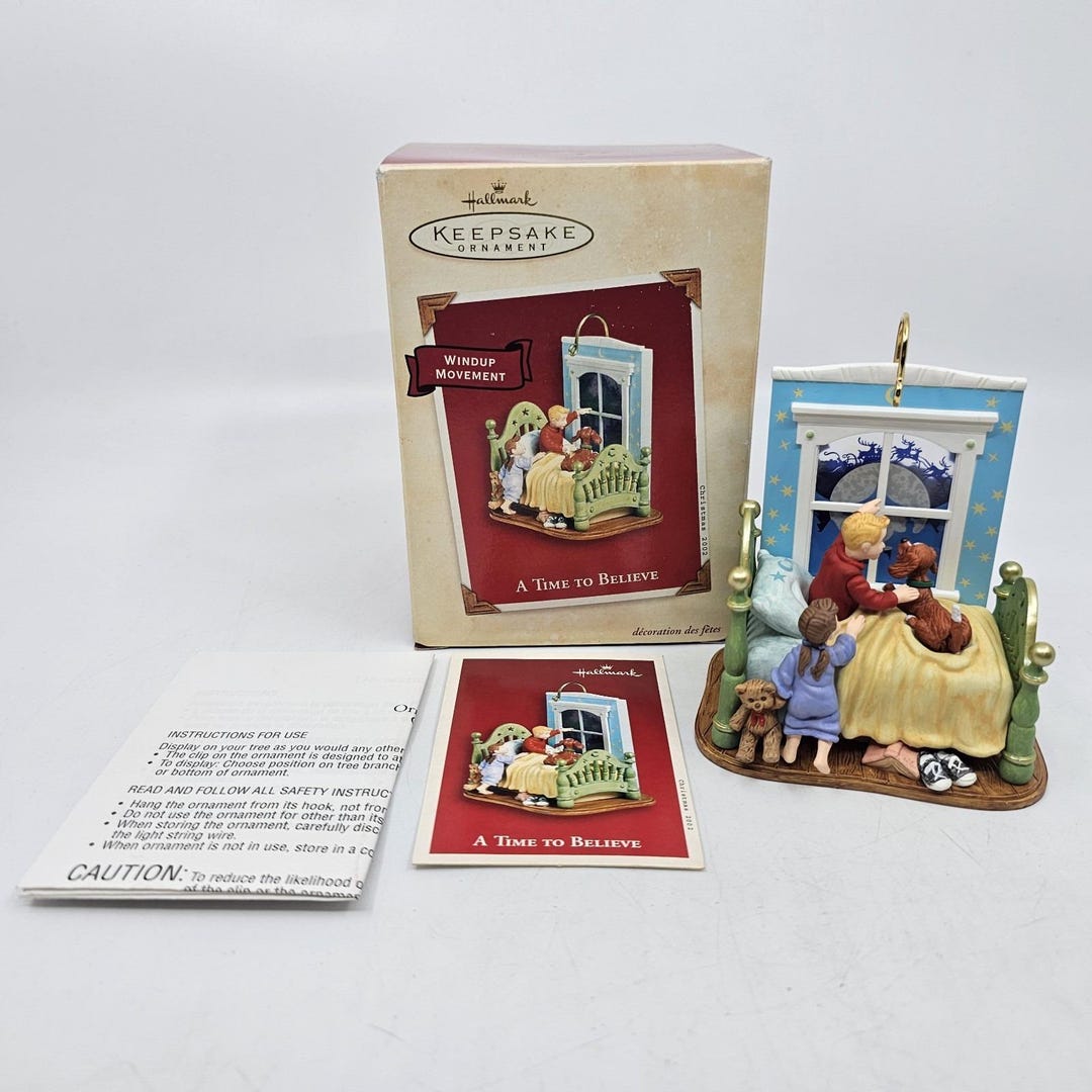 【ひまわり さま】vintage ornament ❀ かわいい 赤いおうち Vintage Hallmark A Time to Believe Christmas Tree Ornament Windup