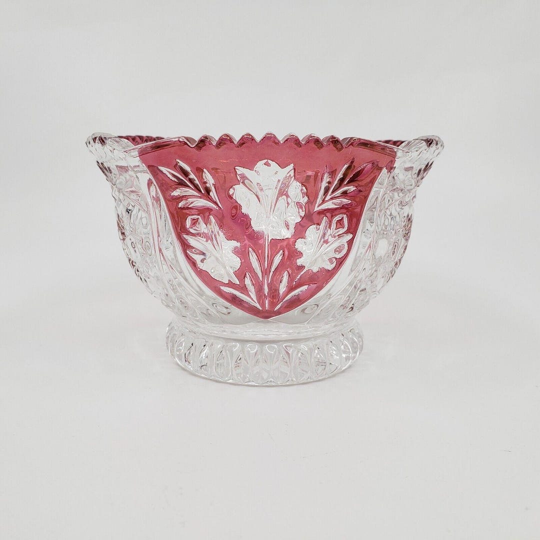 Vintage Anna Hutte Bleikristall Rose Candy Dish Bowl Lead Crystal
