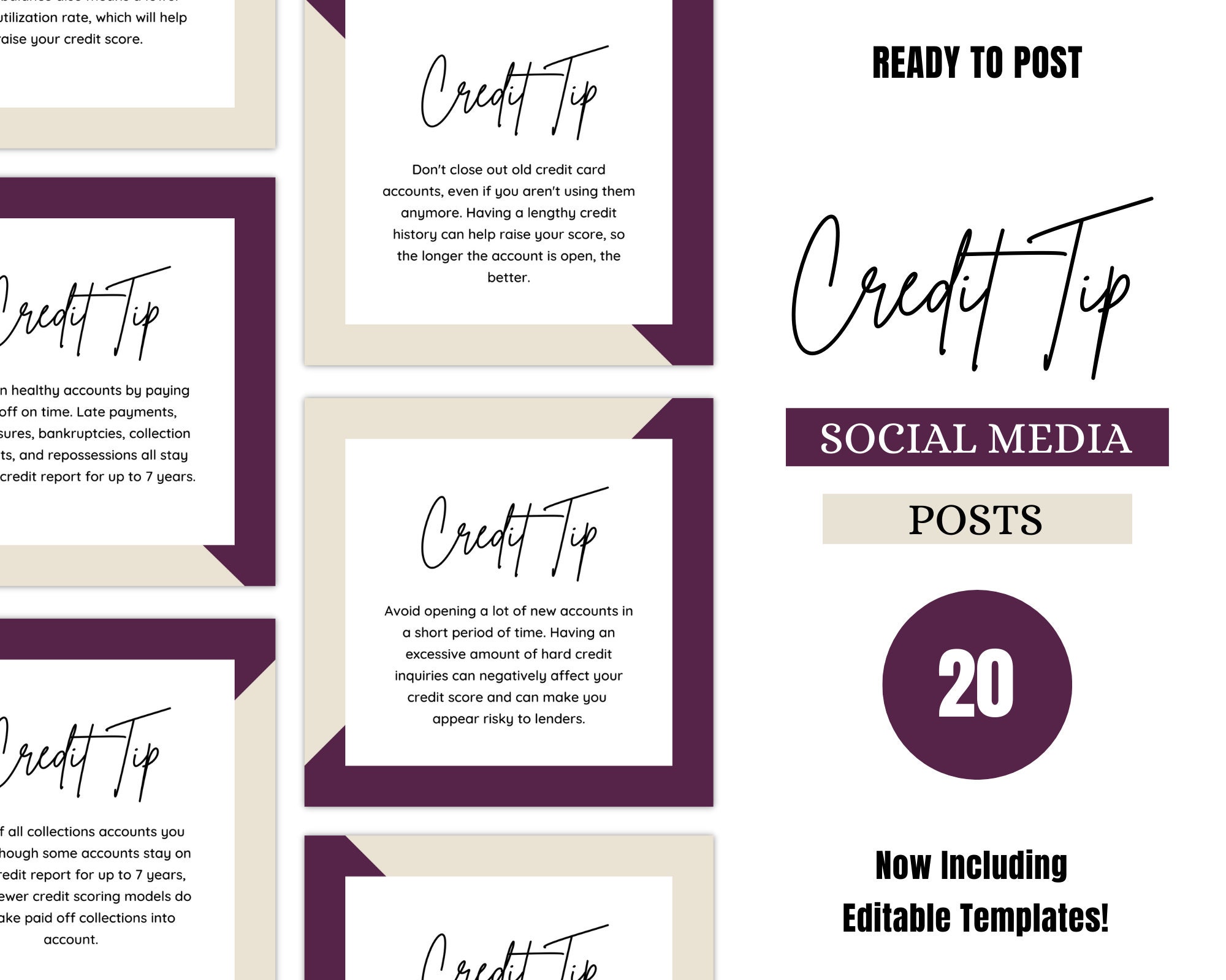 Credit Tip Templates Editable for Instagram and Facebook Includes Ready ...