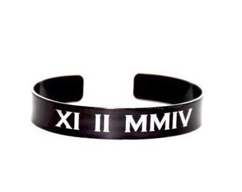 Sobriety Date Bracelet: Roman Numeral Cuff, Addiction Recovery Gift